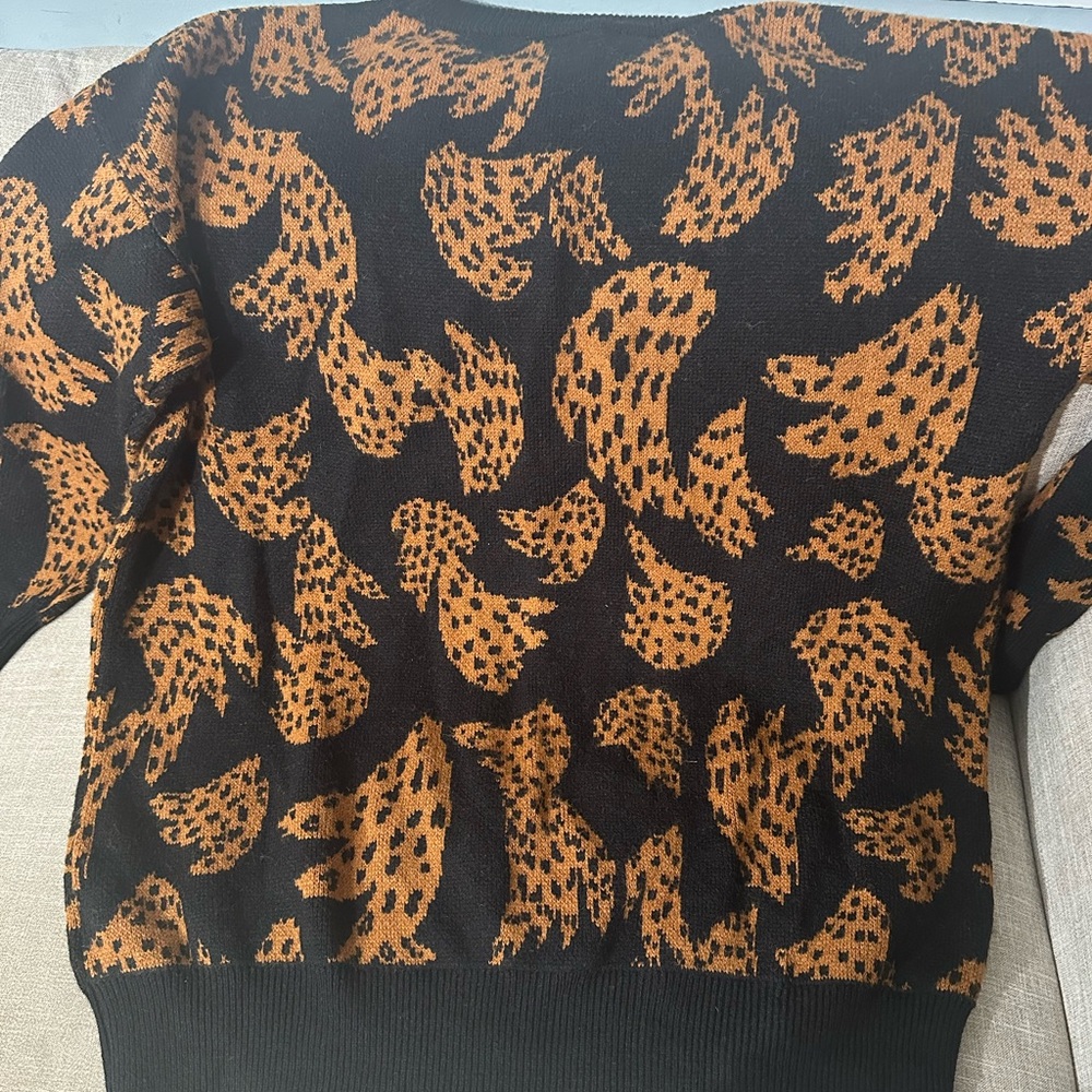 FARM Rio Black Bananica Oversize Sweater Banana Print Wool Blend